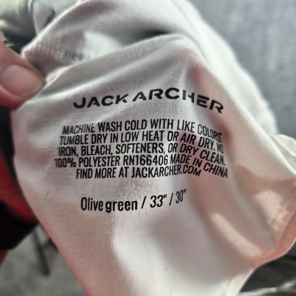 Jack Archer Jetsetter Pants Mens 33x30 Olive Green Tech Chino Trousers 100% Poly - Picture 8 of 8